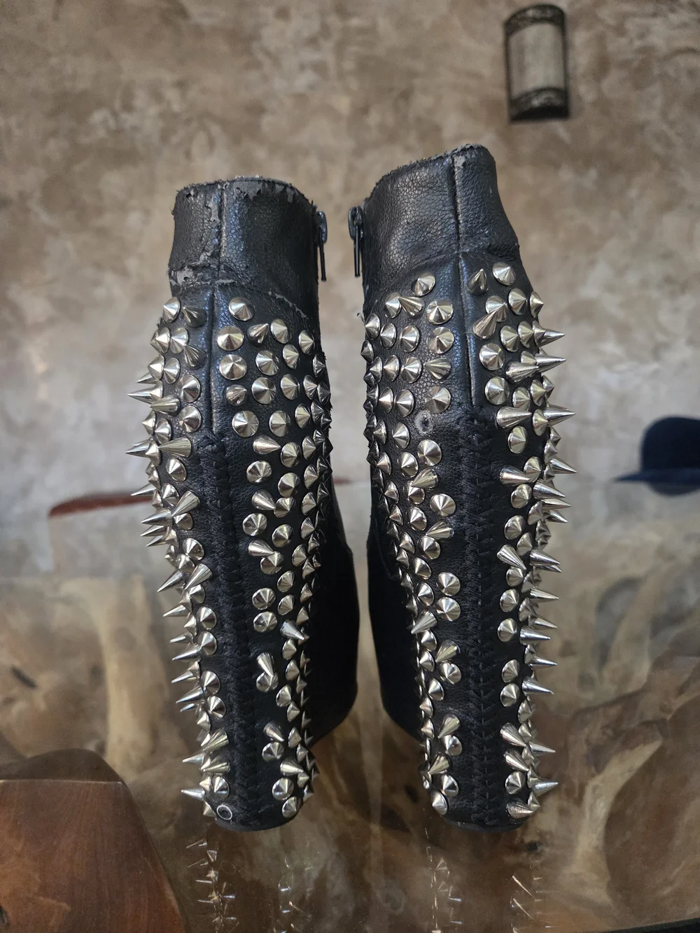 Jeffrey Campbell Black Studded Platform Wedge Boots